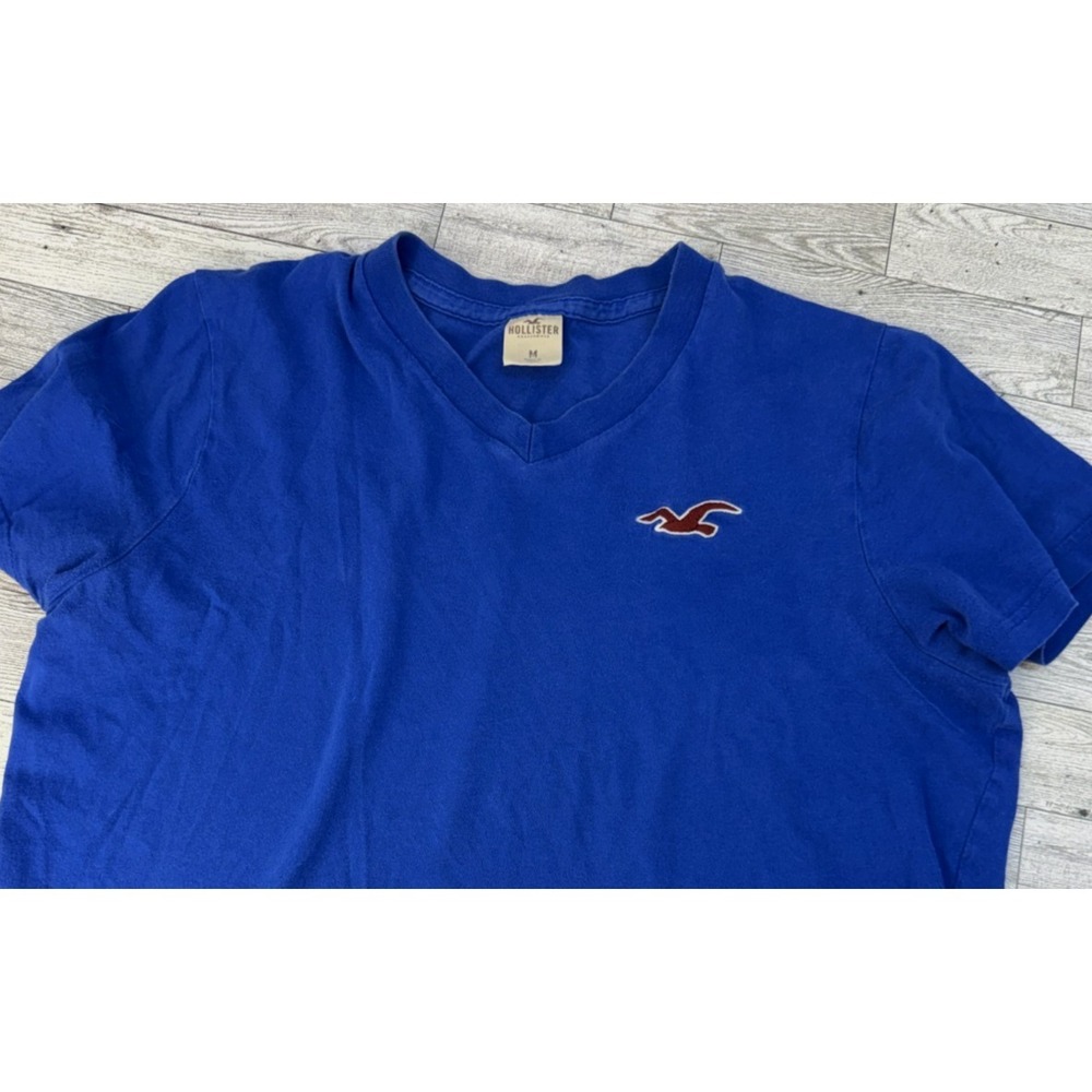 Hollister Navy Blue VNeck Cotton Short Sleeve T-Shirt Women's MEDIUM Y2K Vintage